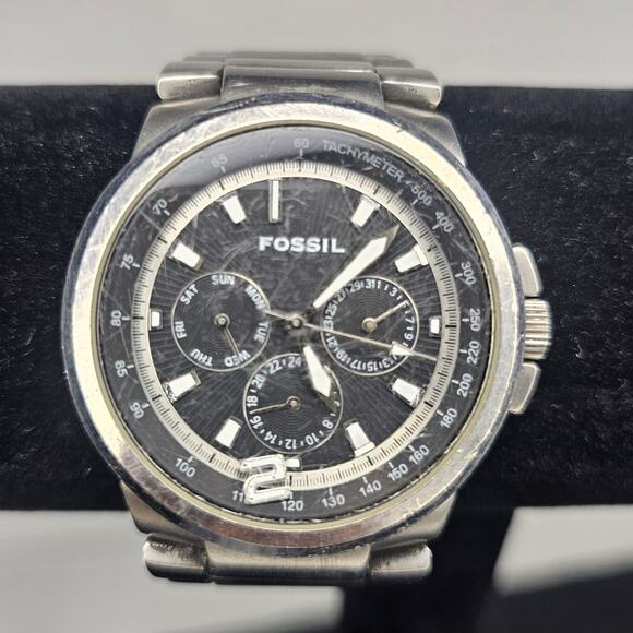 FOSSIL Arkitekt FS 4125 Men's Analog WristWATCH Calendar Stainless Steel As Is - Picture 2 of 8